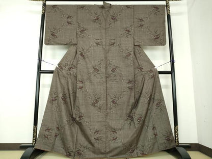 平和屋着物●本場大島紬 7マルキ 草花文 正絹 逸品 DAAU5238ps