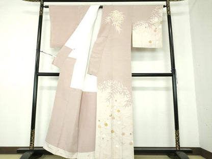 平和屋着物●訪問着　駒刺繍　松竹梅　槍梅　吹き寄せ　笹シルエット　金彩　正絹　逸品　未使用　DAAU5245ps