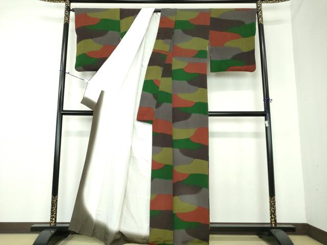 平和屋着物●上質な小紋 霞文 鬼しぼ縮緬 正絹 逸品 DAAU5255ps
