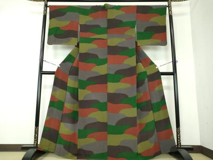 平和屋着物●上質な小紋 霞文 鬼しぼ縮緬 正絹 逸品 DAAU5255ps