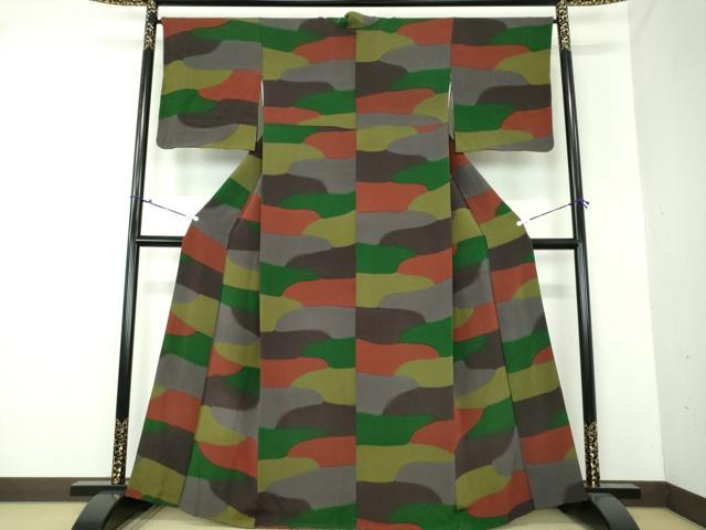 平和屋着物●上質な小紋 霞文 鬼しぼ縮緬 正絹 逸品 DAAU5255ps