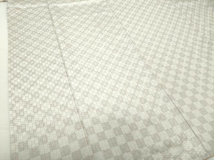 平和屋着物●京の名門 友禅 染の北川 小紋 花織 市松文様 反端付き 正絹 逸品 DAAU5270ps