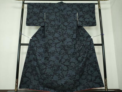 平和屋着物●上質な紬 草花文 正絹 逸品 DAAU5274ps