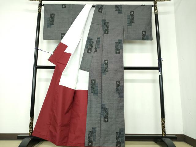 平和屋着物●本場大島紬 9マルキ 短冊花文 正絹 逸品 DAAU5278ps