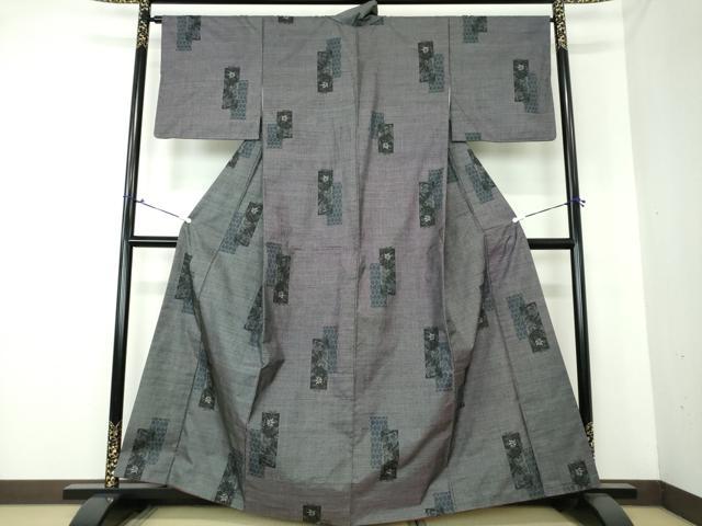 平和屋着物●本場大島紬 9マルキ 短冊花文 正絹 逸品 DAAU5278ps