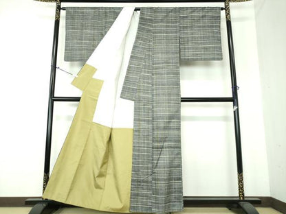 平和屋着物●上質な紬　格子　正絹　逸品　DAAU5286ps