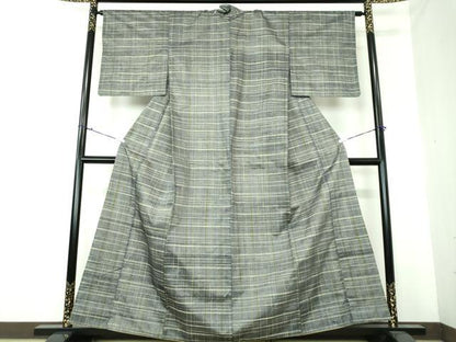 平和屋着物●上質な紬　格子　正絹　逸品　DAAU5286ps