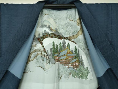 平和屋着物●男性 本場大島紬 アンサンブル 長羽織 80亀甲 総詰め 正絹 逸品 DAAU5288ps