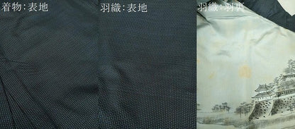 平和屋着物●男性　本場大島紬　アンサンブル　長羽織　亀甲柄　正絹　逸品　DAAU5289ps