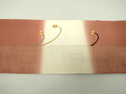 平和屋着物●アンティーク　大正ロマン　九寸名古屋帯　駒刺繍　抽象文様　金彩　正絹　逸品　DAAU5303ps