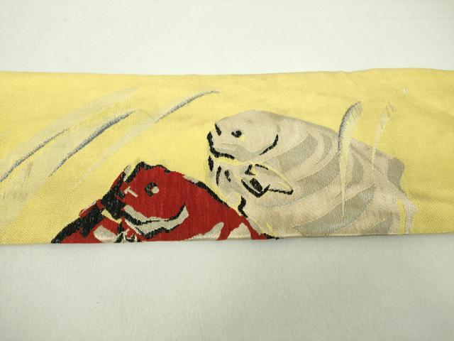 平和屋着物＊夏物 アンティーク 大正ロマン 九寸名古屋帯 熱帯魚 銀糸 正絹 逸品 DAAU5306ps