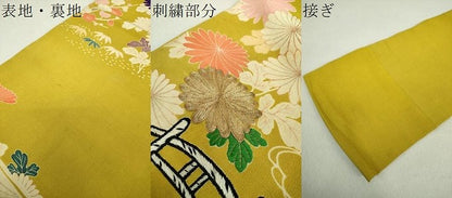 平和屋着物●アンティーク　大正ロマン　九寸名古屋帯　駒刺繍　吉祥風景花文　鬼しぼ縮緬　金糸　正絹　逸品　DAAU5309ps