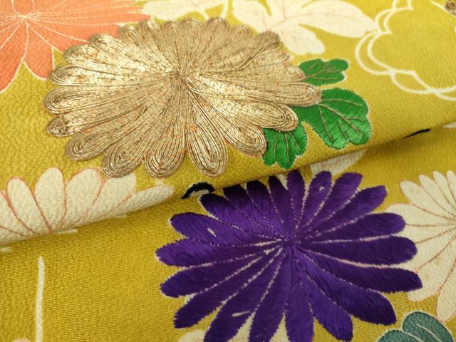 平和屋着物●アンティーク　大正ロマン　九寸名古屋帯　駒刺繍　吉祥風景花文　鬼しぼ縮緬　金糸　正絹　逸品　DAAU5309ps