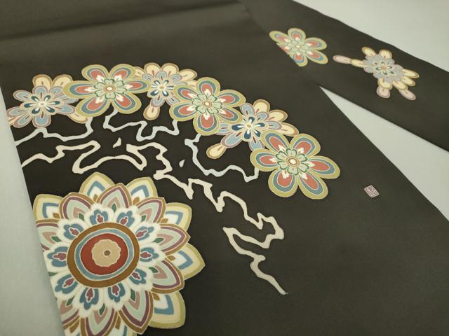 平和屋着物●塩瀬 九寸名古屋帯 作家物 正倉院花文 正絹 逸品 DAAU5318ps