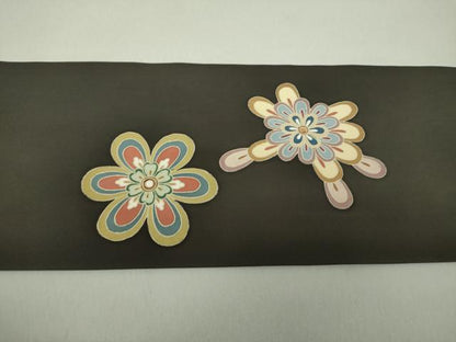平和屋着物●塩瀬 九寸名古屋帯 作家物 正倉院花文 正絹 逸品 DAAU5318ps