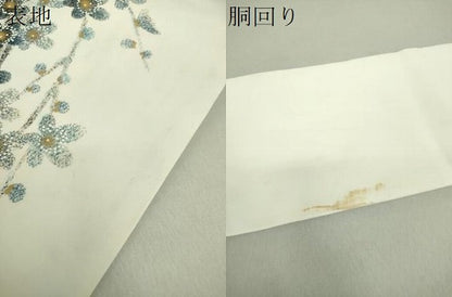 平和屋着物●塩瀬　九寸名古屋帯　渓雲作　枝垂れ梅　金彩　正絹　逸品　DAAU5323ps