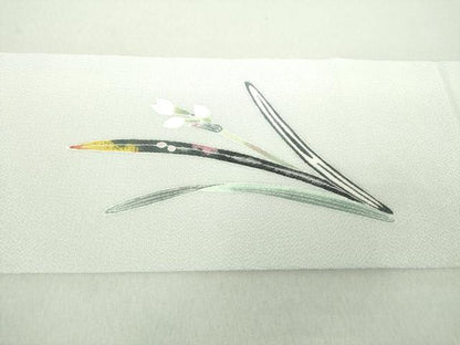平和屋着物●人間国宝・羽田登喜男　九寸名古屋帯　水仙　鬼しぼ縮緬　正絹　逸品　未使用　DAAU5324ps