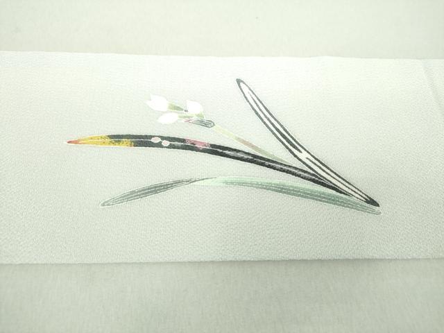 平和屋着物●人間国宝・羽田登喜男　九寸名古屋帯　水仙　鬼しぼ縮緬　正絹　逸品　未使用　DAAU5324ps