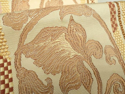 平和屋着物●本場筑前博多織 八寸名古屋帯 更紗花唐草間道 正絹 逸品 未使用 DAAU5329ps