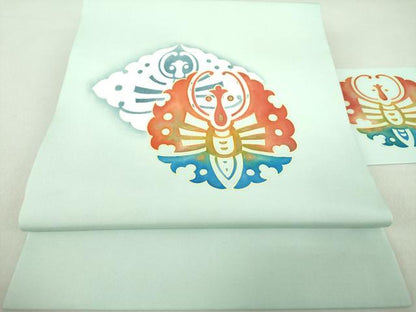 平和屋着物●塩瀬 九寸名古屋帯 舞蝶文 金彩 正絹 逸品 DAAU5364ps