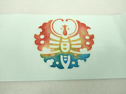 平和屋着物●塩瀬 九寸名古屋帯 舞蝶文 金彩 正絹 逸品 DAAU5364ps