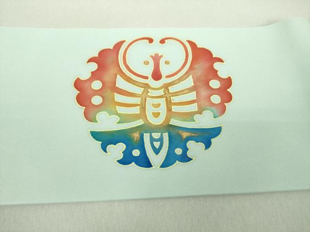 平和屋着物●塩瀬 九寸名古屋帯 舞蝶文 金彩 正絹 逸品 DAAU5364ps