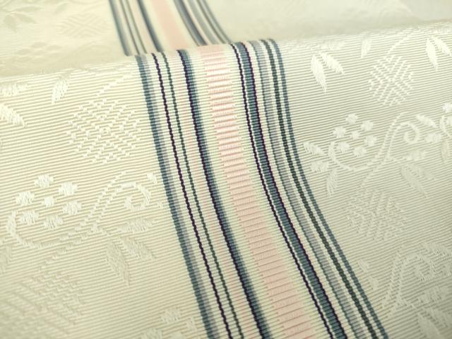 平和屋着物●本場筑前博多織 八寸名古屋帯 名物裂 笹蔓緞子 正絹 逸品 DAAU5366ps