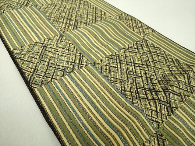平和屋着物●本場筑前博多織　八寸名古屋帯　変わり市松　金糸　三越扱い　正絹　逸品　DAAU5376ps