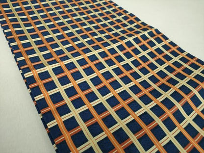 平和屋着物●九寸開き名古屋帯　格子間道　正絹　逸品　未使用　DAAU5378ps