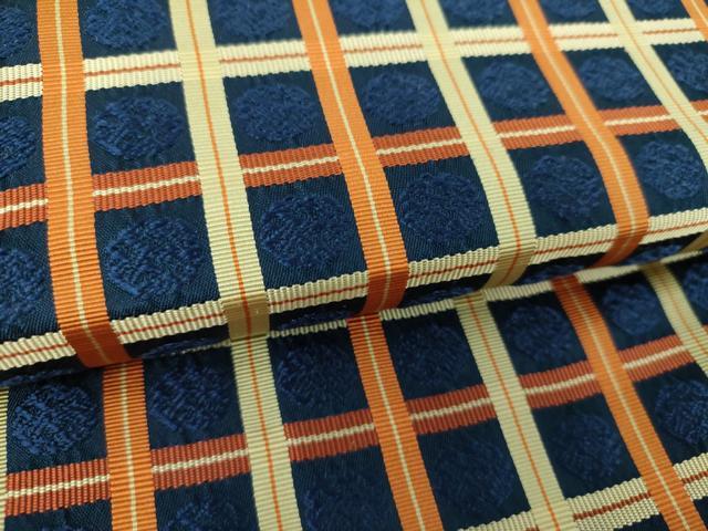 平和屋着物●九寸開き名古屋帯　格子間道　正絹　逸品　未使用　DAAU5378ps