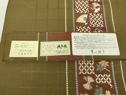 平和屋着物●本場筑前博多織 八寸名古屋帯 宝尽くし雪輪花間道 松装織物謹製 証紙付き 正絹 逸品 未使用 DAAU5380ps