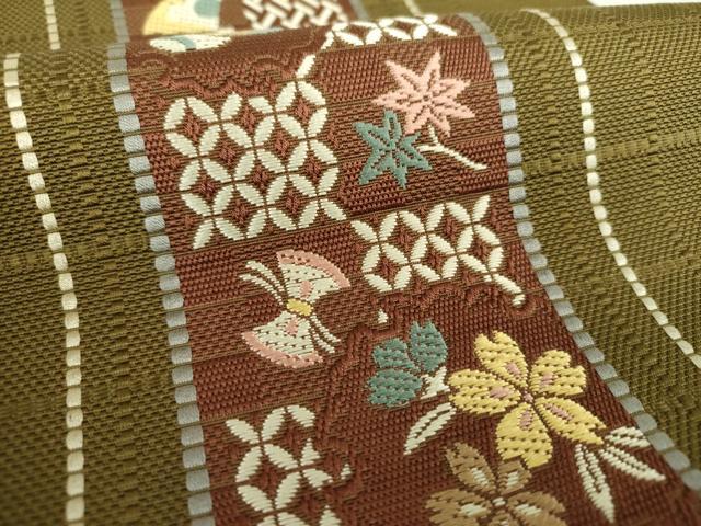 平和屋着物●本場筑前博多織 八寸名古屋帯 宝尽くし雪輪花間道 松装織物謹製 証紙付き 正絹 逸品 未使用 DAAU5380ps