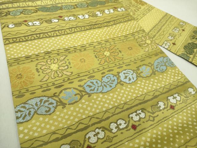 平和屋着物●九寸名古屋帯 横段花文 金銀糸 正絹 逸品 DAAU5381ps