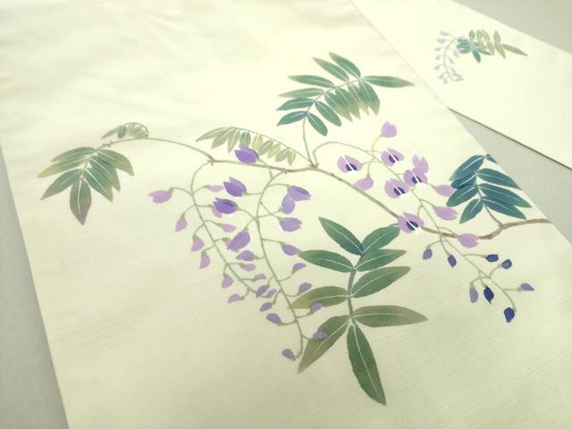 平和屋着物●二代目清次郎　手描き　九寸名古屋帯　藤花房　正絹　逸品　DAAU5394ps