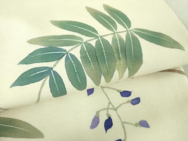 平和屋着物●二代目清次郎　手描き　九寸名古屋帯　藤花房　正絹　逸品　DAAU5394ps
