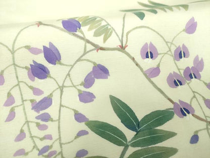 平和屋着物●二代目清次郎　手描き　九寸名古屋帯　藤花房　正絹　逸品　DAAU5394ps