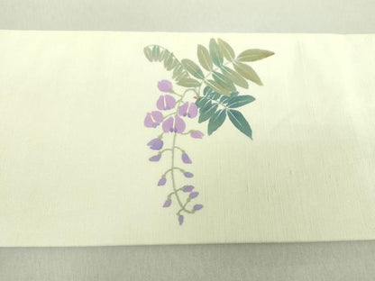 平和屋着物●二代目清次郎　手描き　九寸名古屋帯　藤花房　正絹　逸品　DAAU5394ps