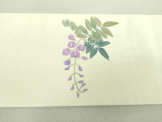 平和屋着物●二代目清次郎　手描き　九寸名古屋帯　藤花房　正絹　逸品　DAAU5394ps