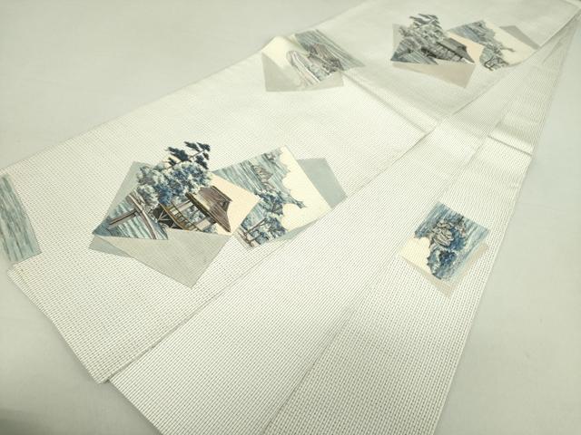 平和屋着物●六通柄袋帯　手描き　色紙重ね風景文　正絹　逸品　DAAU5415ps