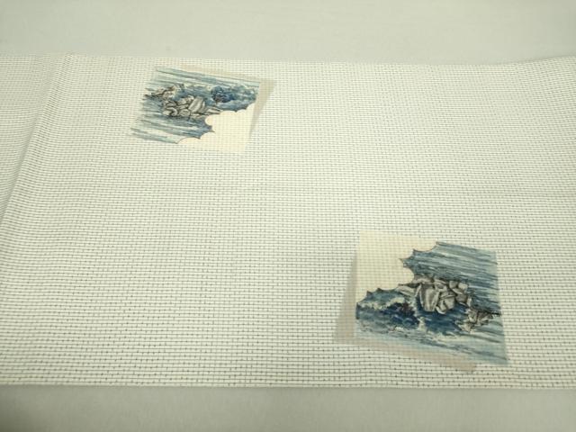 平和屋着物●六通柄袋帯　手描き　色紙重ね風景文　正絹　逸品　DAAU5415ps