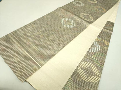 平和屋着物●六通柄袋帯 作家物 七宝文 金銀糸 正絹 逸品 DAAU5421ps