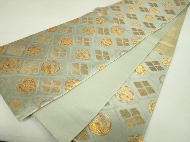 平和屋着物●六通柄袋帯 花鳥丸文 金糸 正絹 逸品 DAAU5434ps