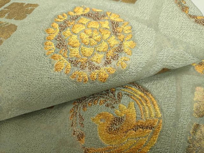 平和屋着物●六通柄袋帯 花鳥丸文 金糸 正絹 逸品 DAAU5434ps