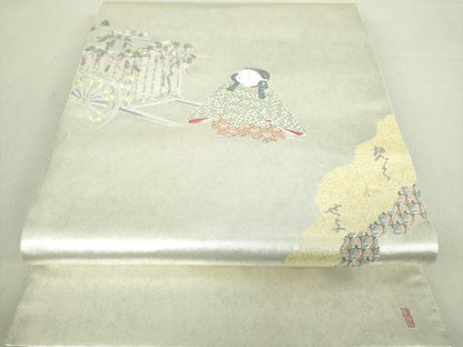 平和屋着物●加賀友禅の巨匠 初代 由水十久 西陣 長嶋成織物 ながしま帯 太鼓柄袋帯 葵祭 瀞銀錦 共箱付き 逸品 DAAU5447ps