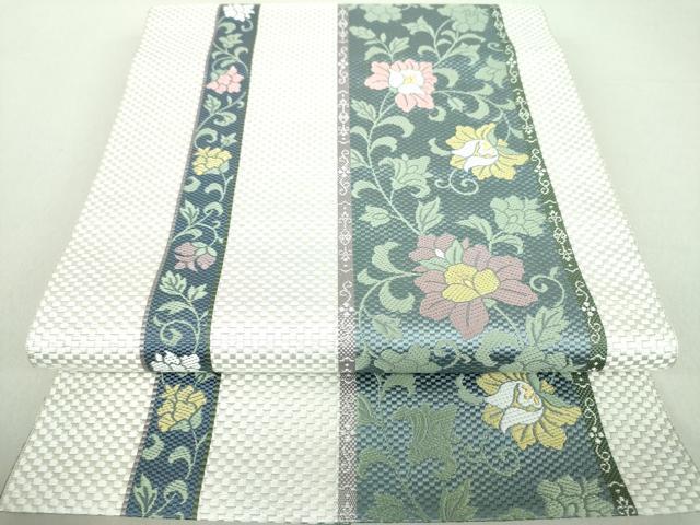 平和屋着物●本場筑前博多織　八寸名古屋帯　更紗花間道　金糸　正絹　逸品　未使用　DAAU5507ps