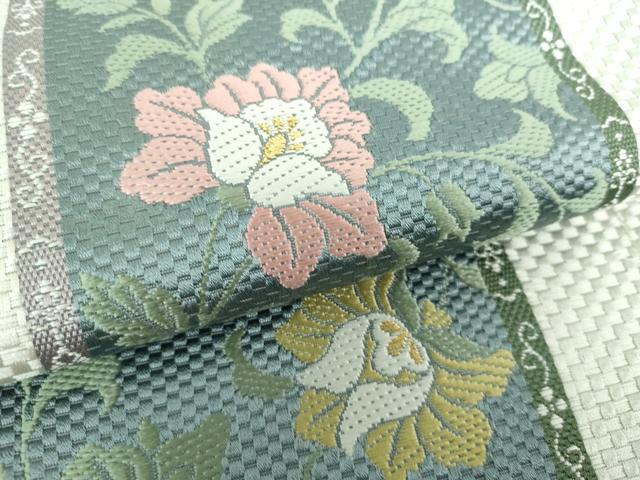 平和屋着物●本場筑前博多織　八寸名古屋帯　更紗花間道　金糸　正絹　逸品　未使用　DAAU5507ps