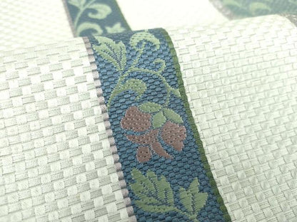 平和屋着物●本場筑前博多織　八寸名古屋帯　更紗花間道　金糸　正絹　逸品　未使用　DAAU5507ps