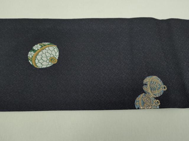 平和屋着物●九寸名古屋帯　京こばな　鈴花文　金糸　正絹　逸品　未使用　DAAU5515ps