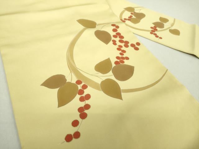 平和屋着物●九寸名古屋帯 駒刺繍 南天文 金彩 正絹 逸品 DAAU5517ps