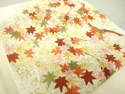 平和屋着物●つけ帯　楓文　鬼しぼ縮緬　正絹　逸品　DAAU5545ps